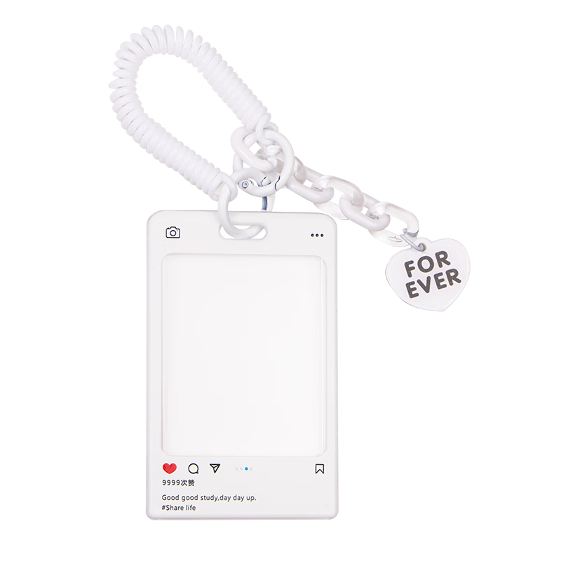 TIANSE Acrylic Card Holder, Transparent Ins Style Cute ID Holder, Student Campus Card, Bus Pass Card Protector, Keychain, TS-2109 White