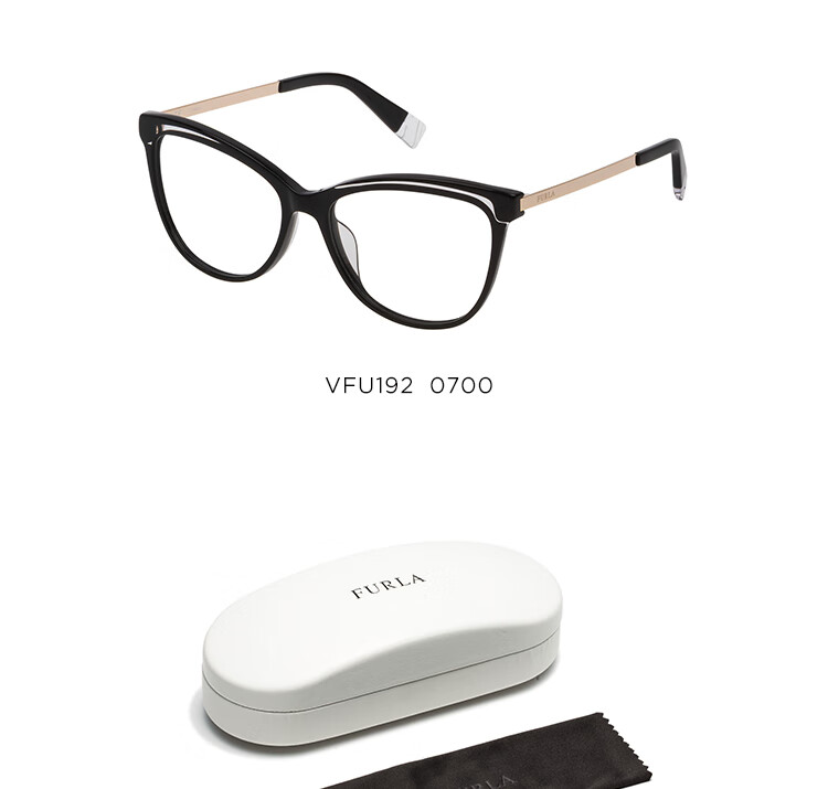 Furla Full-Rim Women's VFU192 Commuter Myopia Optical Glasses Frame Optical Eyewear 540700 Glossy Black 5
