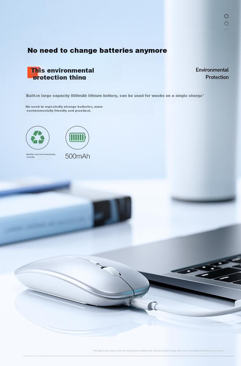 INPHIC M1 PRO Wireless Bluetooth Tri-Mode Rechargeable Silent Mouse with Battery Indicator, Compatible with Laptops, Bluetooth 5.0, Metal Gray 5