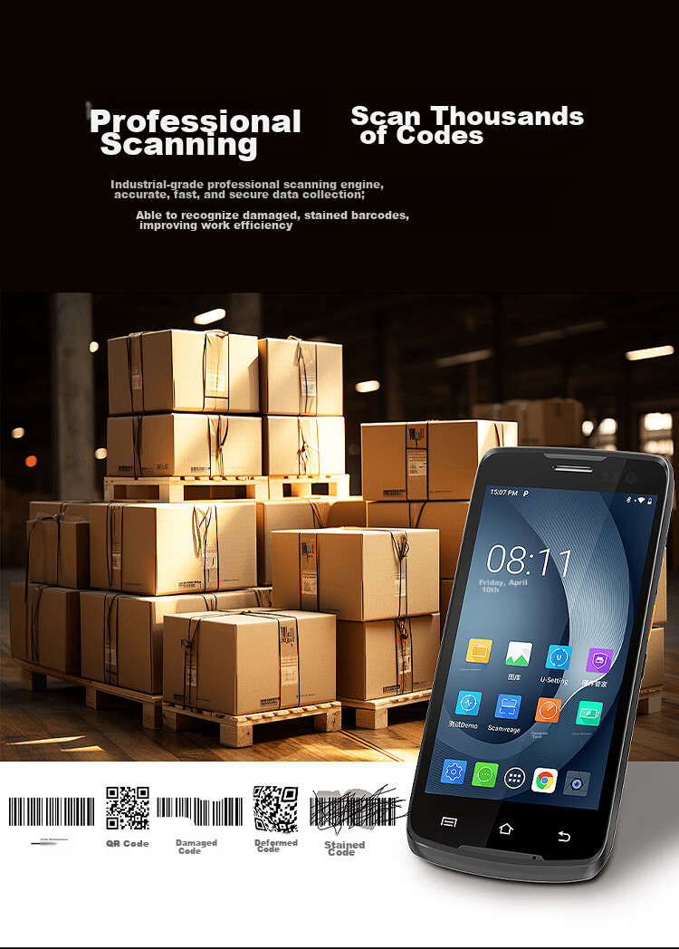 UROVO Upgraded Handheld Data Terminal PDA Industrial Smartphone Barcode Scanner Android Inventory Machine with 1D/2D Wireless Scanner (3+32GB) 9