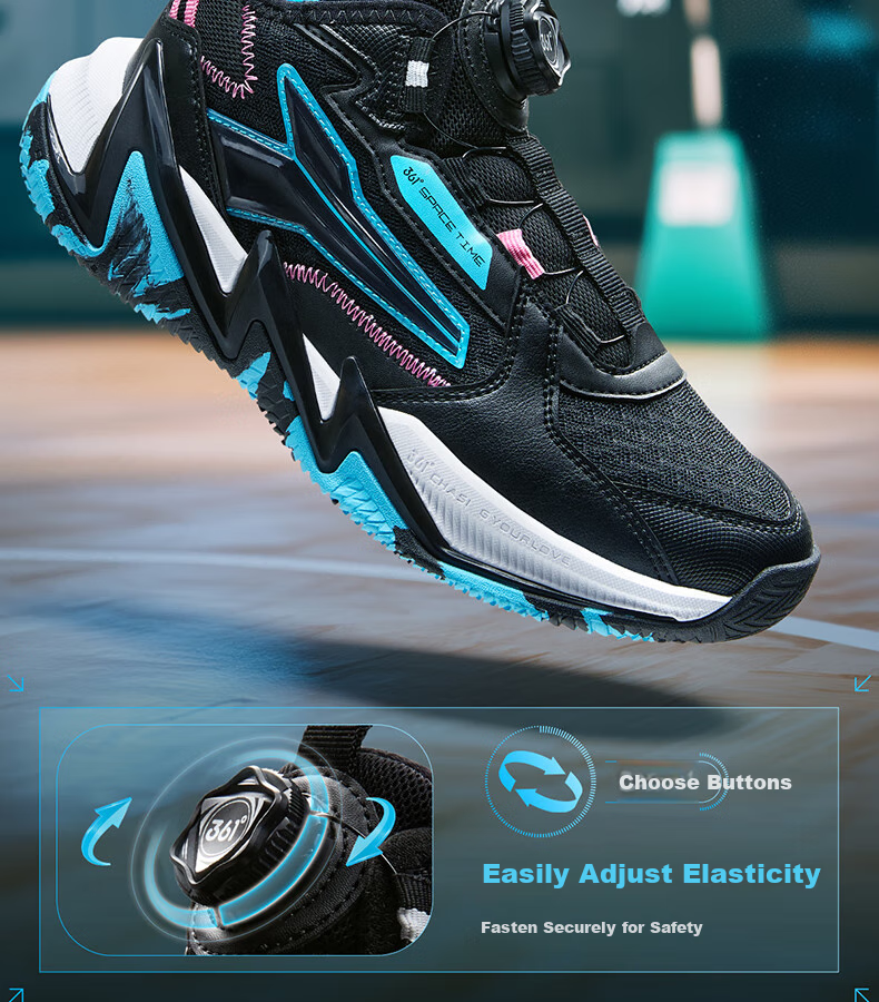 361° Kids' Sports Shoes 2025 Autumn Teenagers' Hard Court Wear-resistant Rapid Elastic Anti-twist Basketball Shoes Black Size 37 14