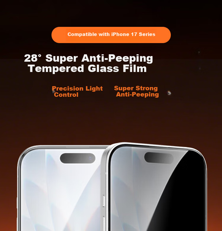 ESCASE Privacy Screen Protector for IPhone 17 Tempered Glass Film Anti-Peeping Anti-Glare Full Coverage HD Ultra-Thin Glass Privacy Protection Film for IPhone 17 1