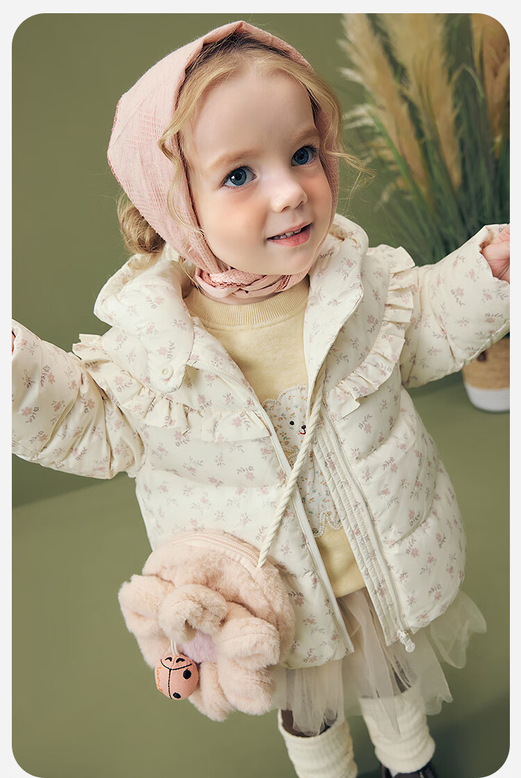 Minibala Girls' Three-Proof Down Jacket Baby Sweet Cute Coat New Year Clothes 2025 Winter 12