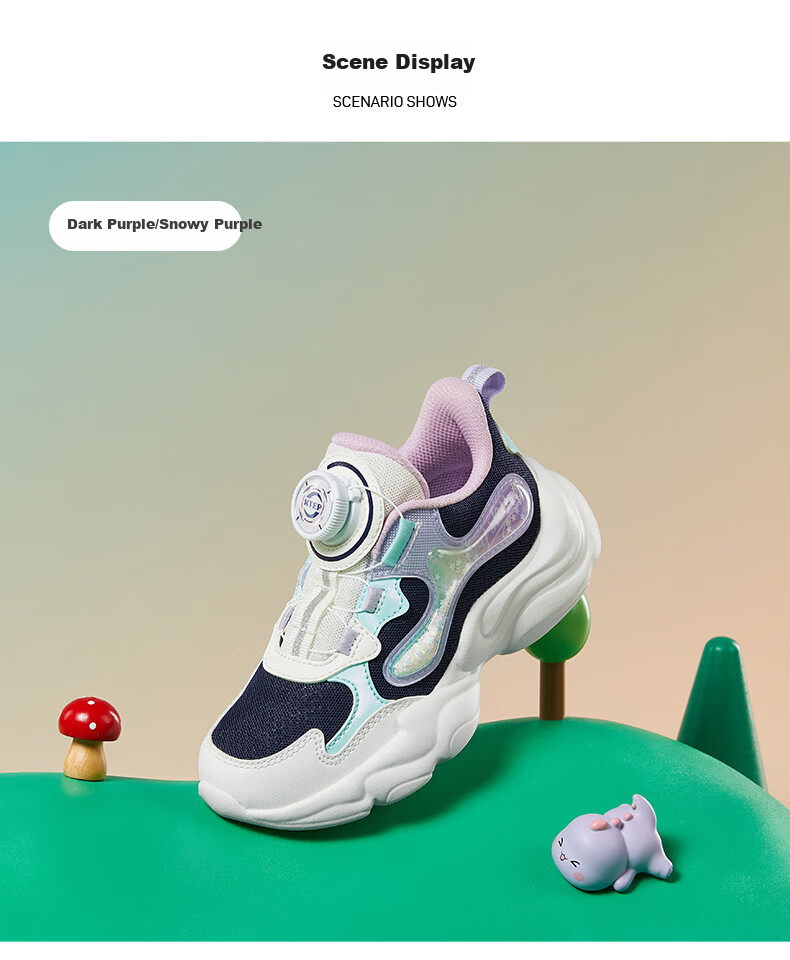 XTEP Kids Toddler Star Casual Shoes Lightweight Cushioning Girls Rotating Buckle Sports Shoes Water Pink/Microwave Blue Size 31 10