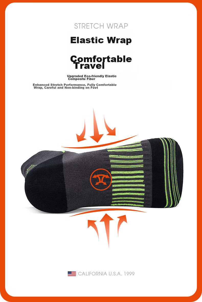 TFO Competition-Grade Outdoor Socks, Comfortable Breathable Running Socks Low-Top Hiking Socks 2202412 Men's Dark Gray 7