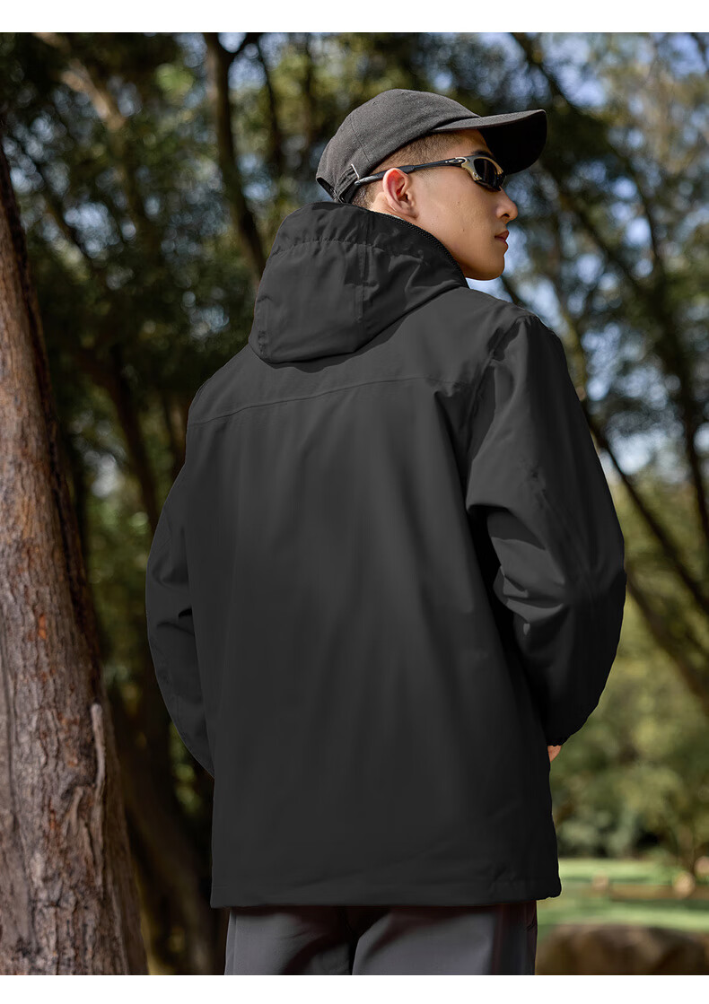 MIZUNO Men's Outdoor 3-in-1 Windproof Fleece Lined Jacket Hiking Sportswear Navy Blue 2XL 14