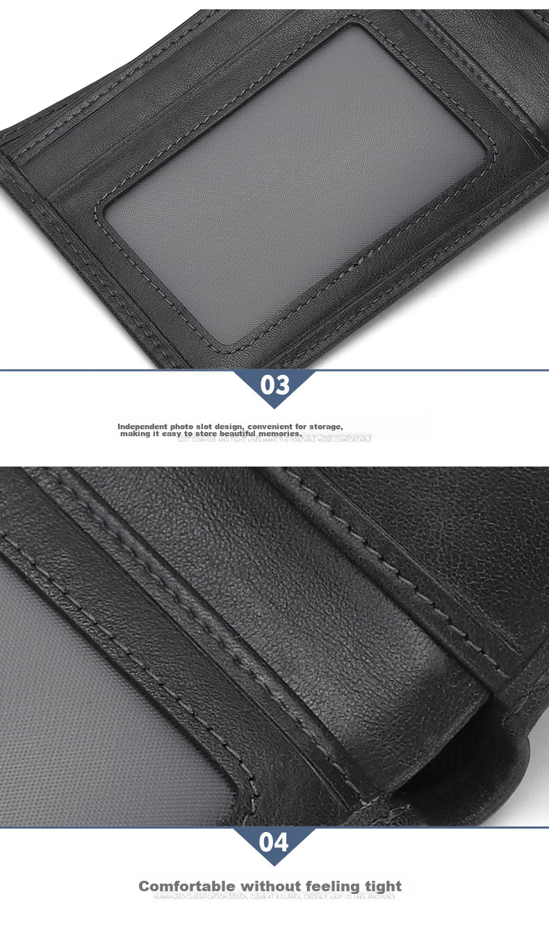 ELLE HOMME Men's Short Wallet, Top-Grain Leather Multifunctional Billfold, Horizontal Style Wallet 3820, Birthday Gift for Me 10