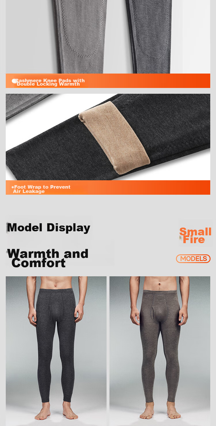 HLA [Xiaohuo-Air9] Thermal Underwear for Men, Double-Sided Fleece Lining, 280g Antibacterial Heating Patch, Thin Autumn Pants, Single Pants, Underpants 18