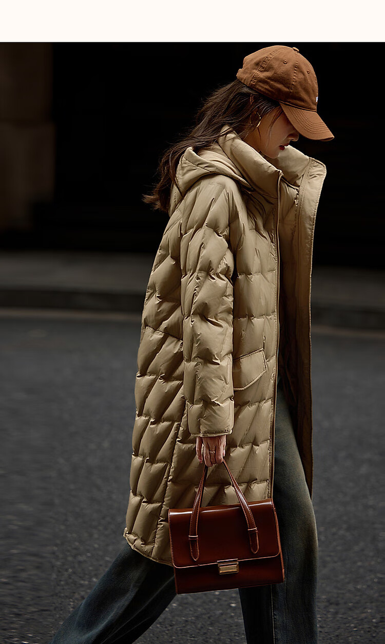 Dme [Yingfengsuixue] Winter 400T Spring Yafang Geometric Pressure-Laminated 90% Duck Down Hooded Warm down Jacket for Wome 16
