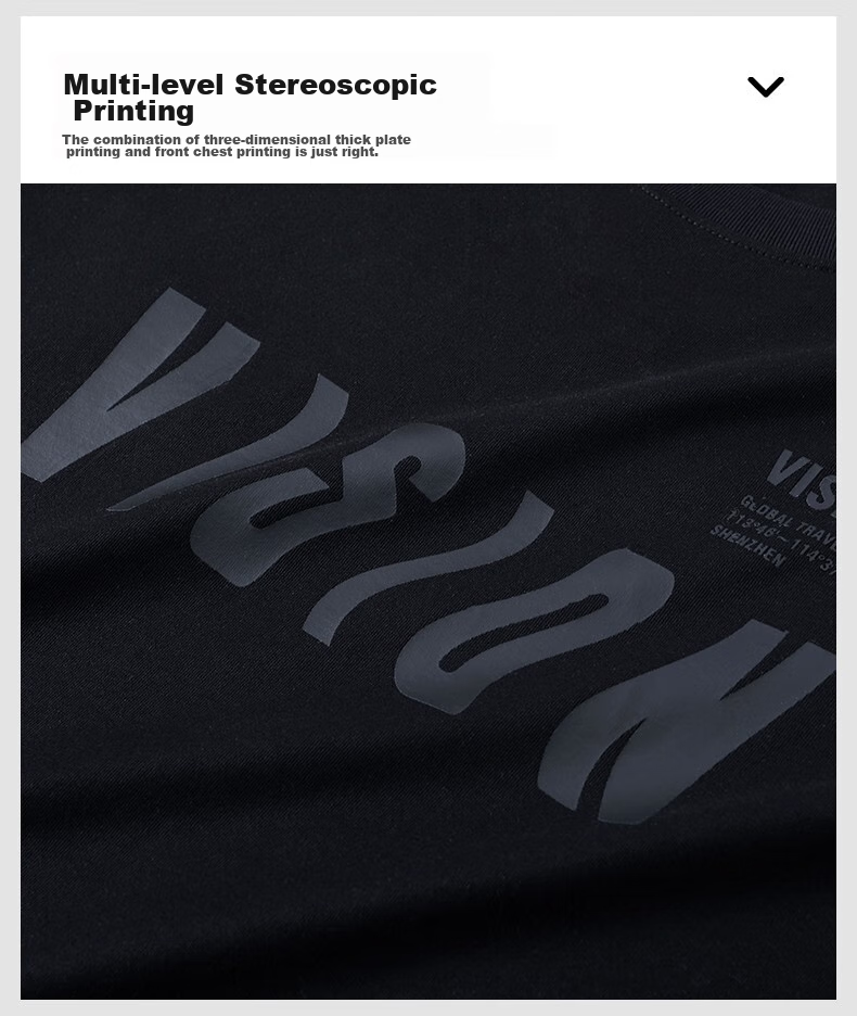 Mr.Bu Cotton 3D Letter Print Short Sleeve T-Shirt for Men, Summer New Style Comfortable Trendy, Graphite Black, L/175 14