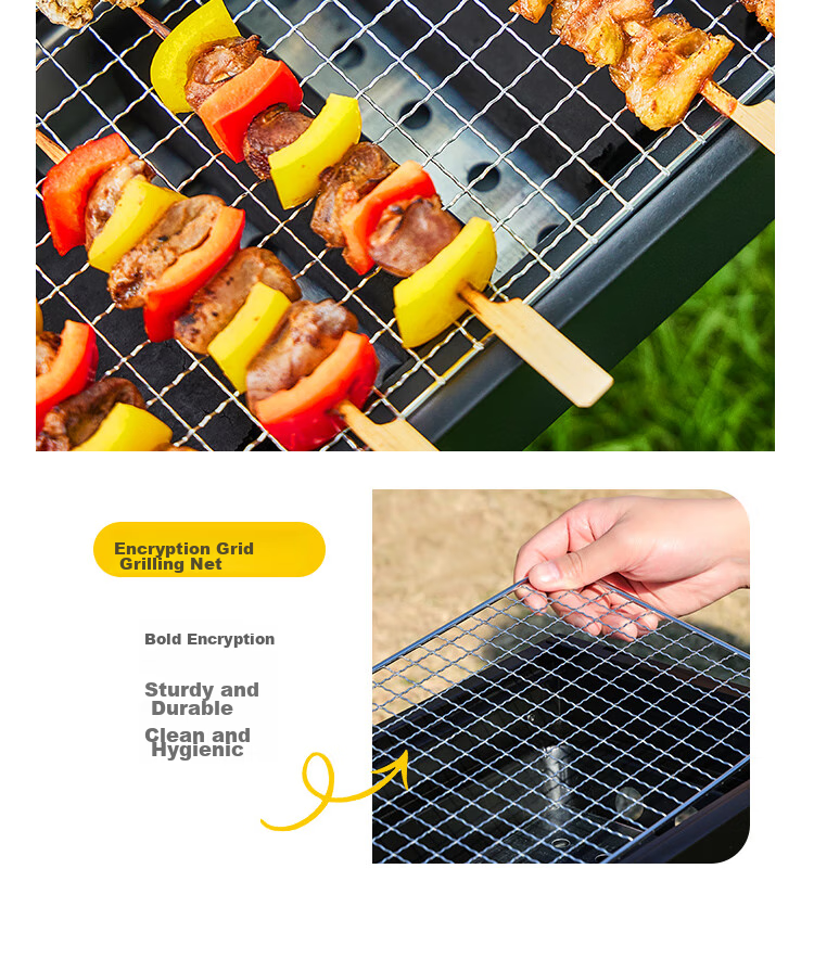 OFEIS Barbecue Grill Set for Home And Outdoor Use, Portable Charcoal Grill for Camping And Kebab Skewers, 6-Piece Set 11