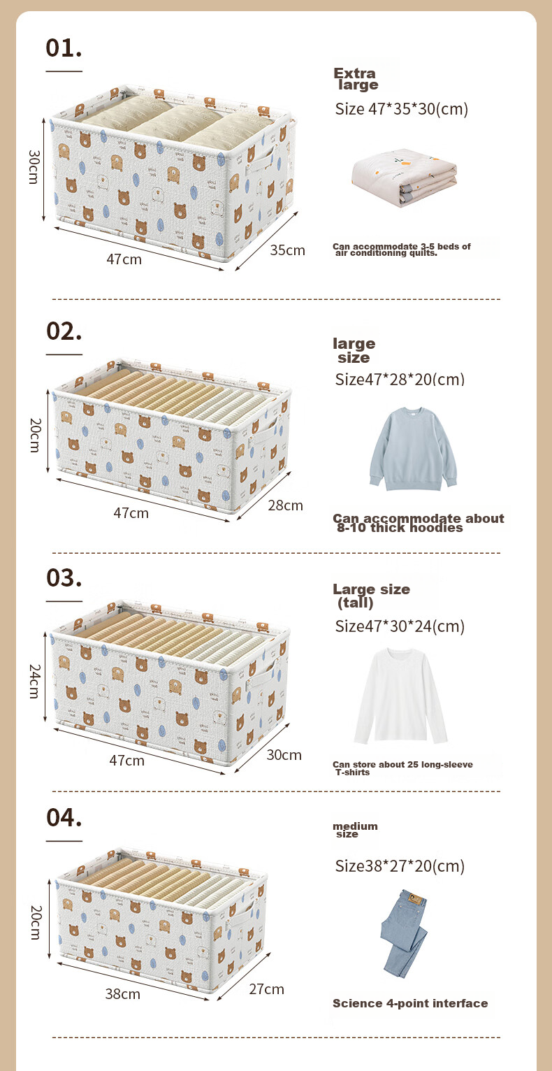Baicaoyuan Storage Box, Clothes And Pants Organizer, Fabric Storage Basket for Underwear Cabinet, Foldable Multi-Layer Sorting Divider, Heightened 8