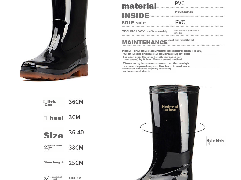 Warrior Men's Mid-High Rain Boots, Adult Waterproof Shoes, Kitchen Shoes, Rubber Boots, Overshoes, 8857 Black, Size 41 6