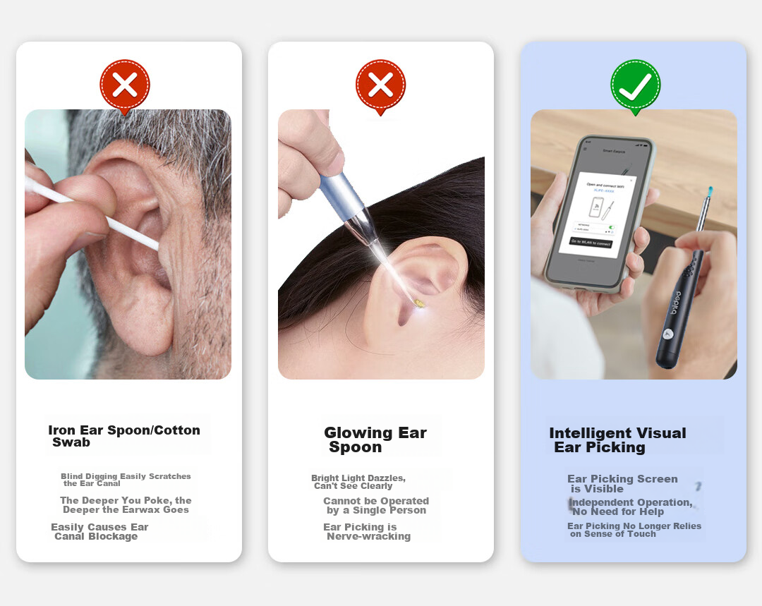Bebird Visual Ear Pick, Ear Spoon, Ear Cleaning Stick, Hummingbird Ear Cleaning Tool, High-Definition Endoscope, K3 Pro Black 5