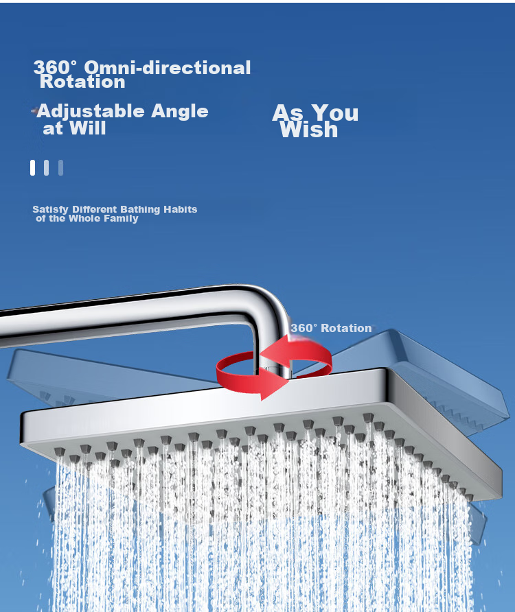 Larsd Ceiling Shower Head, Shower Sprayer, Top Spray, Pressurized Water-Saving Square Large Shower Head AL8076 11