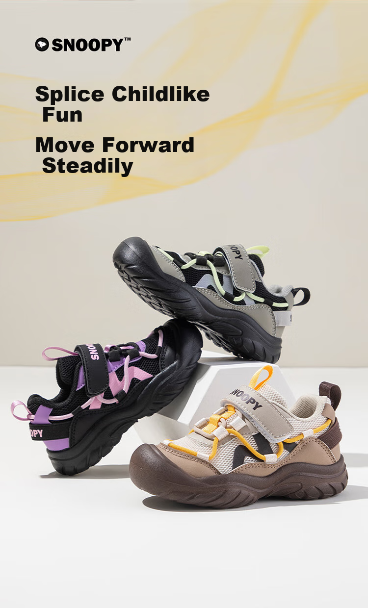 SNOOPY Children's Sports Shoes, Lightweight And Comfortable, for Boys And Girls, Outdoor Wear-Resistant Casual Shoes, 3868 Black And Pink, Size 30 1