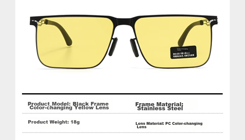 Boliliangpin High-Definition Sunglasses for Men, Driving Goggles, Car Sunglasses, Anti-Blue Light Photochromic Lenses, Yellow Photochromic Lenses 7