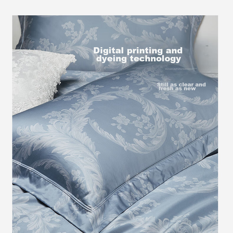 BEYOND Home Textiles, 140-Count Xinjiang Long-Staple Cotton Four-Piece Luxury Light Luxury Pure Cotton Bedding Set, Manryia 180cm Home Living Room 3