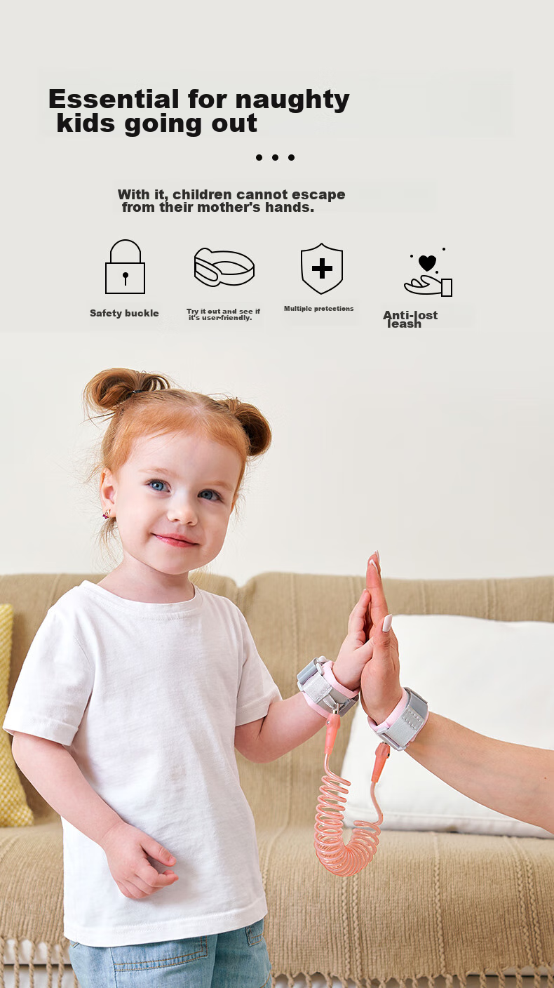 BEIDELI Anti-Lost Strap with Leash, Children's Outdoor Anti-Loss Rope, Baby Travel Anti-Lost Wristband, One-Key Unlock, Bingxin Orange 1