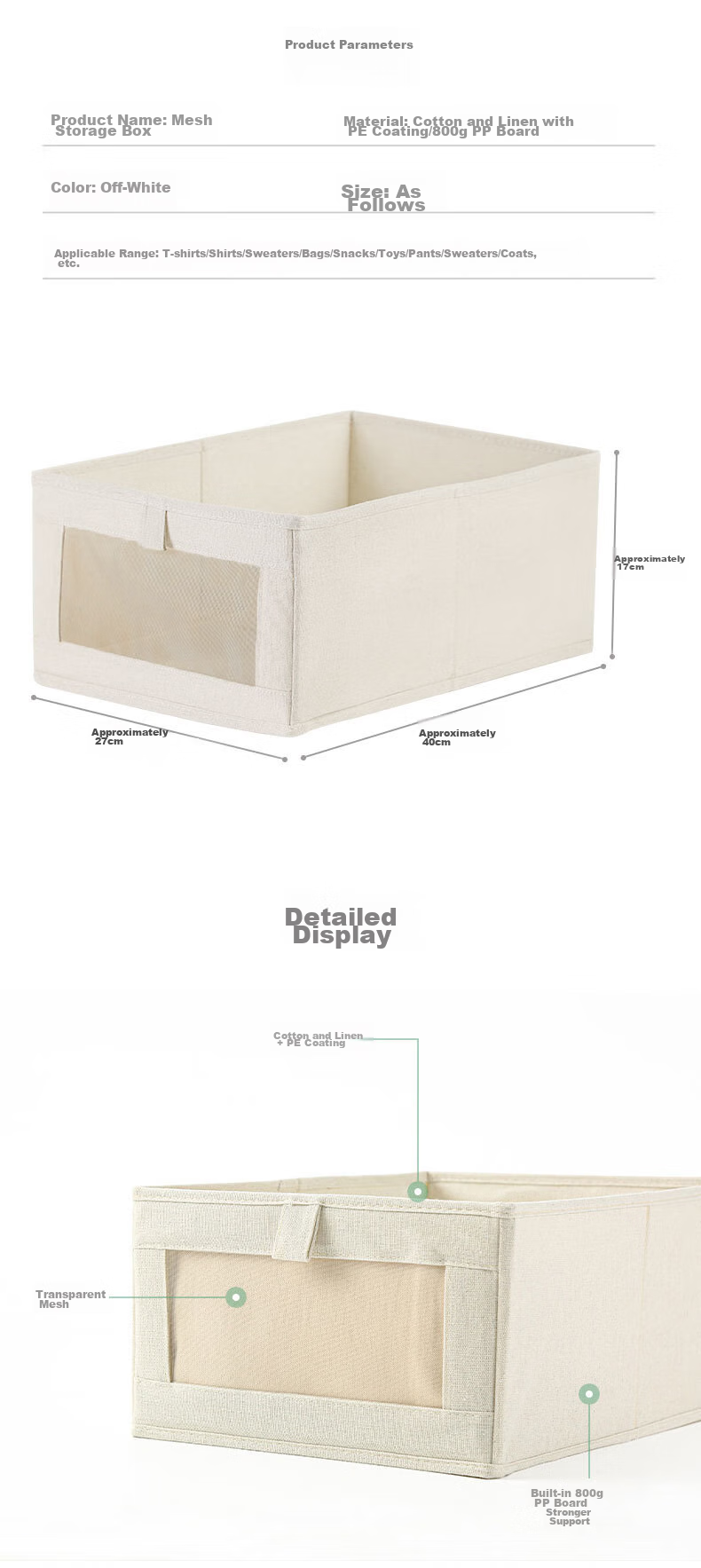 Youjialiangpin Clothes Storage Box, Pants Organizer, Wardrobe Clothing Organizer, Cotton And Linen Underwear Storage Basket, Miscellaneous Item Storage Container 8