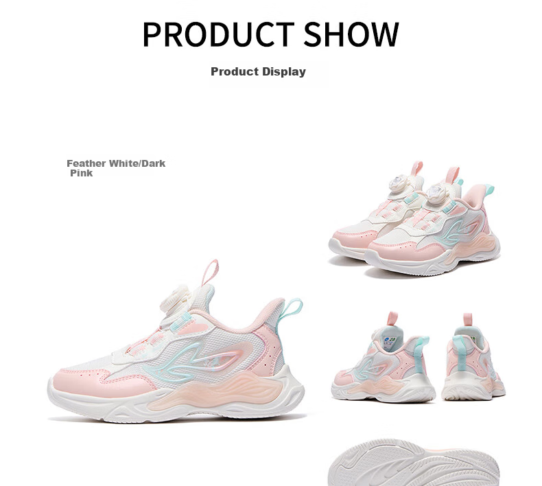 361° Children's Shoes Girls' Lightweight Soft Bouncy Sweet Playful Casual Sneakers for Fall 2025, Pink Size 27.5 32