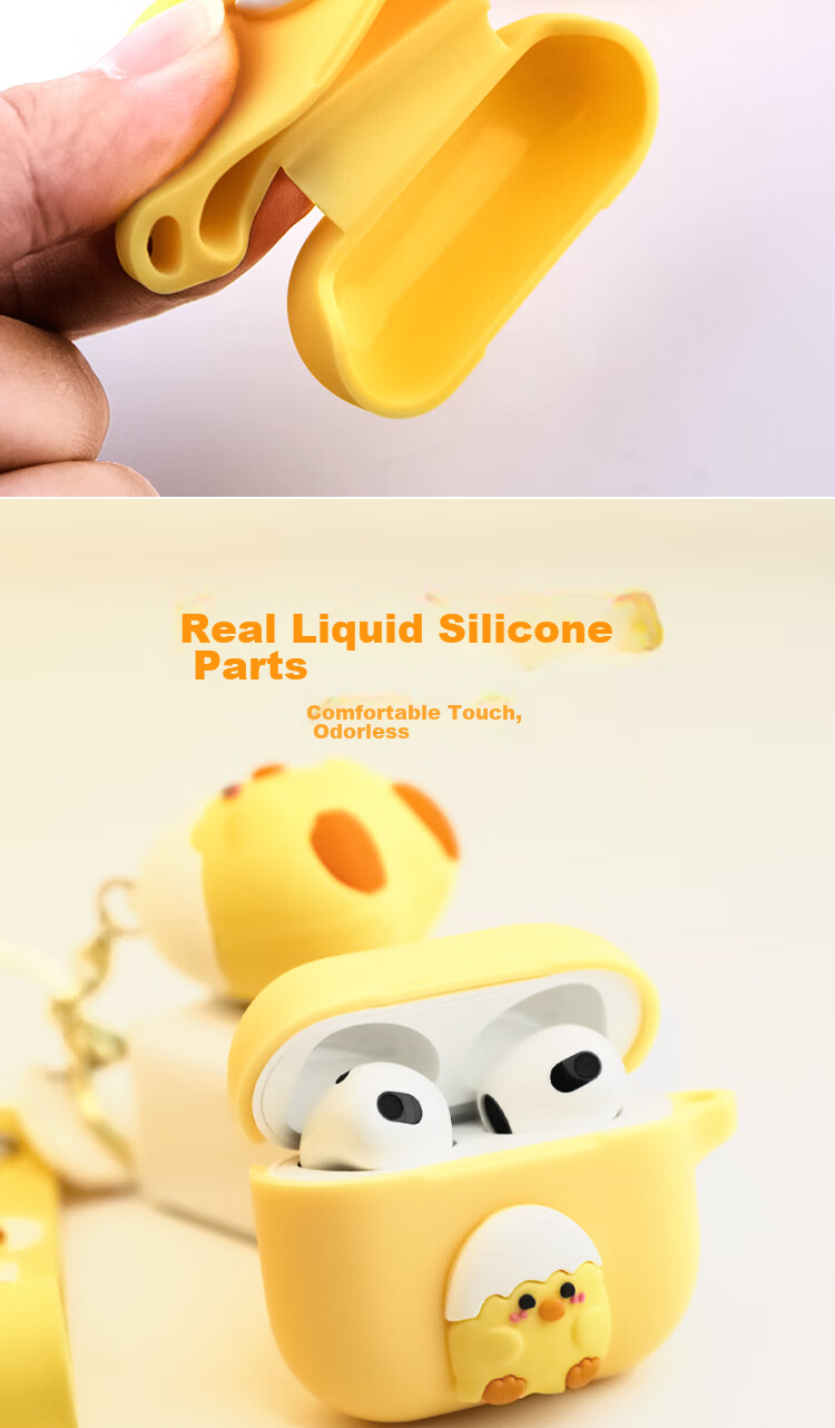 Aolang Protective Case for AirpodsPro2, Compatible with Apple Pro 1/2 Wireless Bluetooth Earphones, Full Coverage Silicone Shockproof Cartoon Creative Soft Shell, Vibrant Yellow Cute Pet Chicken Desig 6