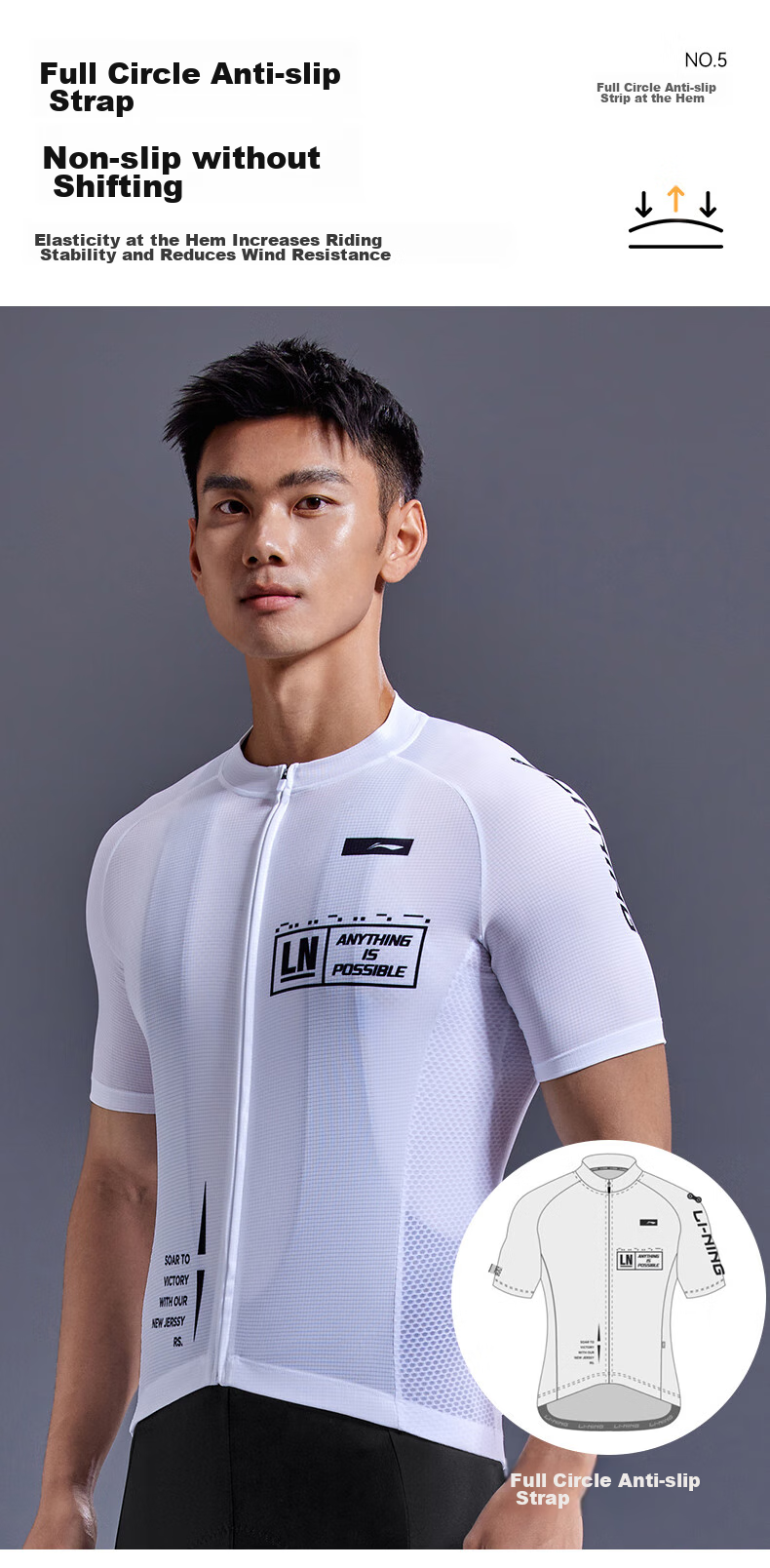 Li-Ning Bicycle Cycling Jersey for Men, Short-Sleeve Top, Spring And Summer Quick-Dry Breathable Sweat-Wicking, for Road Bikes And Mountain Bikes, Cycling Wear 8