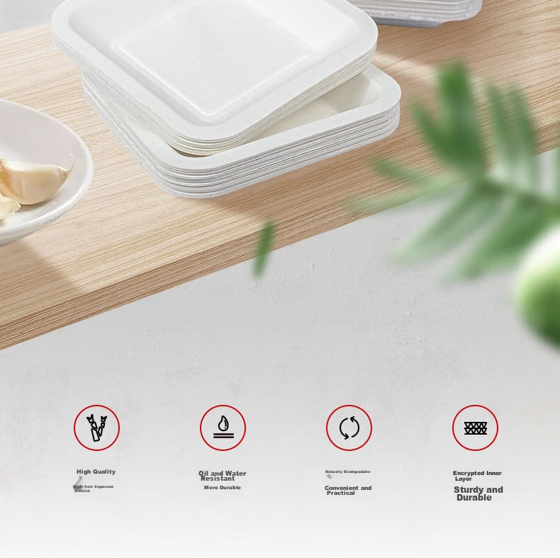 E-Rover Disposable Barbecue Paper Plates, Biodegradable Cake Paper Plates, Thickened Outdoor Barbecue Bowls, Set of 24 2