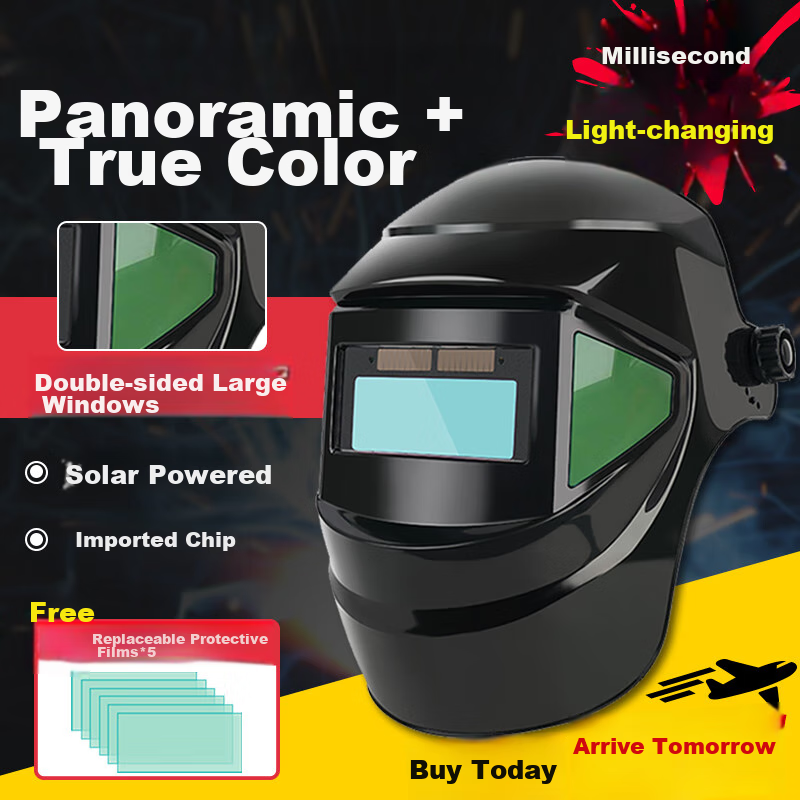 Andatong Welding Protective Mask, Auto-Darkening Welding Head-Mounted Mask, Face Protection Shield for Welding [Fast Shipping from Beijing Warehouse], True Color Version with 5 Free Lenses Included