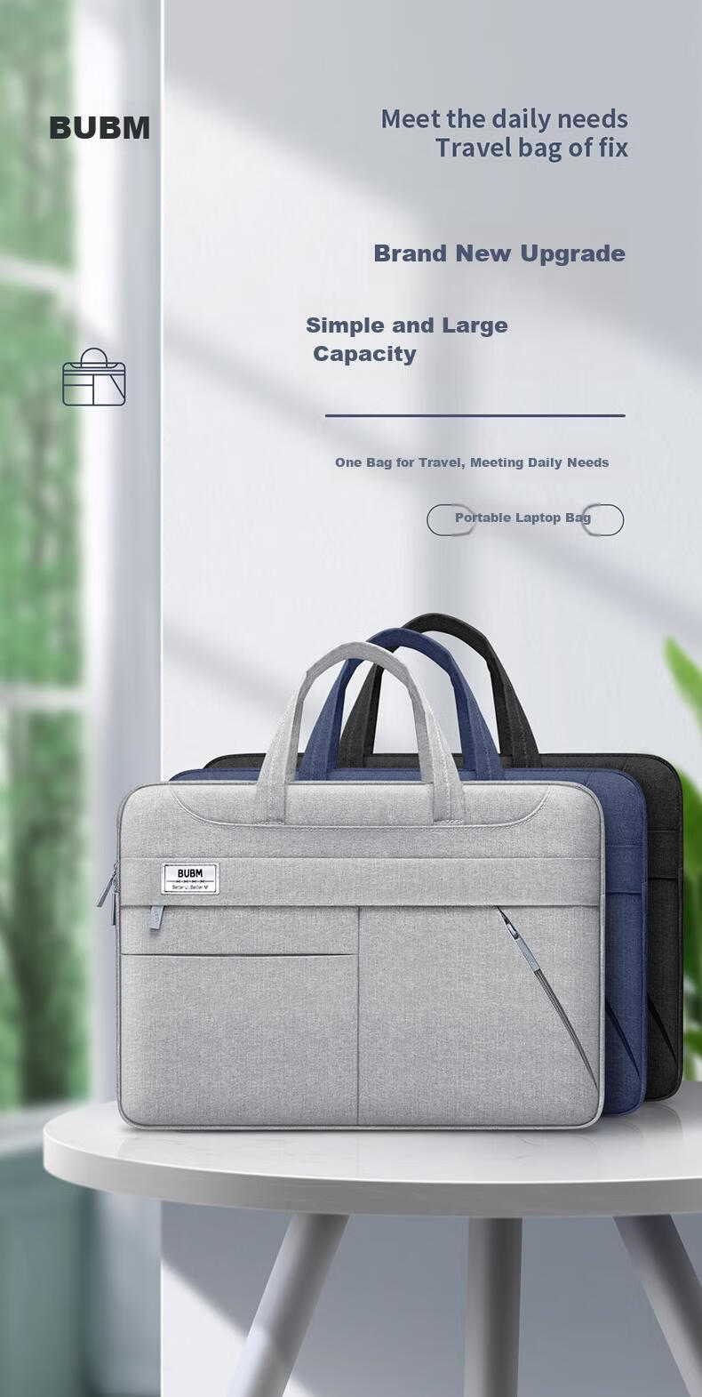 BUBM Laptop Bag Handheld Large Capacity for Men And Women, Compatible with Apple 15.6-Inch Lenovo Huawei Laptops, Business Laptop Sleeve 1