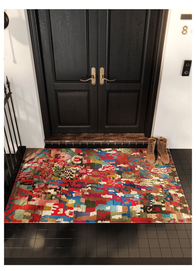 ZHUJUN American Retro Entrance Mat, Hallway Carpet, Doormat, Living Room Entrance Mat, Dust-Removing, Dirt-Resistant, Non-Slip Foot Mat 2