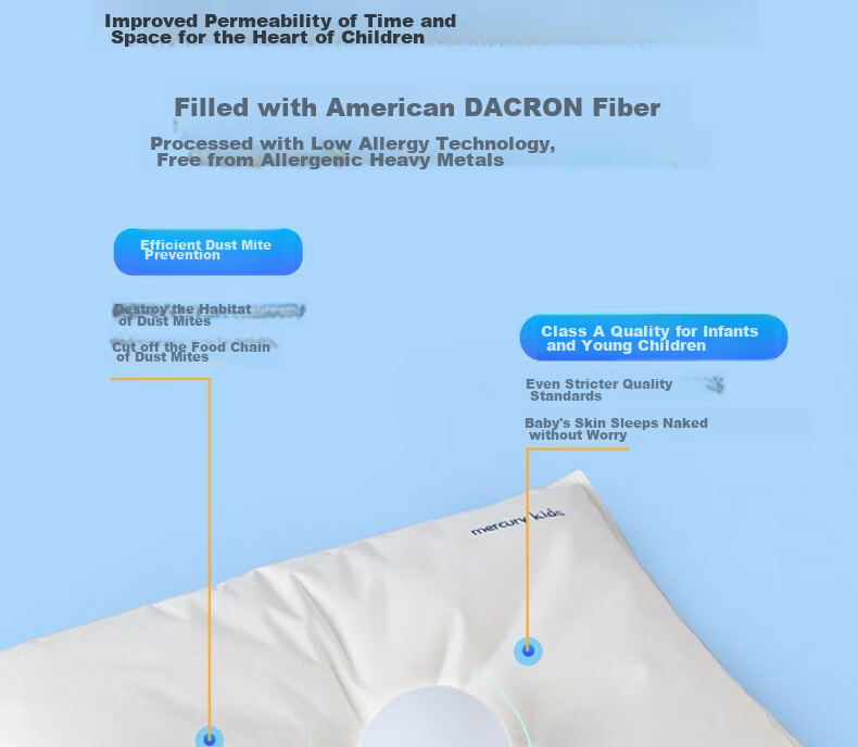 MERCURY Kids Hypoallergenic Anti-Mite Pillow B3 Model, 35cm×50cm, Infant Pillow for Ages 3-5, Yiwolong Anti-Mite Technology 15