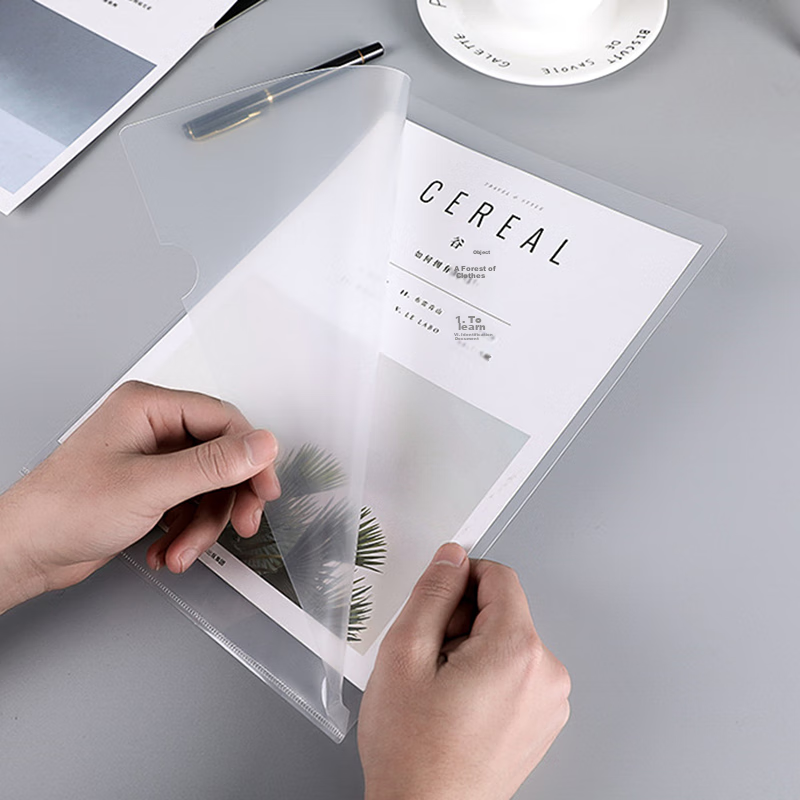 TANGO 30 A4 Transparent File Sleeves L-Shaped Folder Single Sheet Two-Page Office Storage File Holder Invoice Bag Thickened Waterproof Dustproof Two-Page Document Folder File Organizer 6
