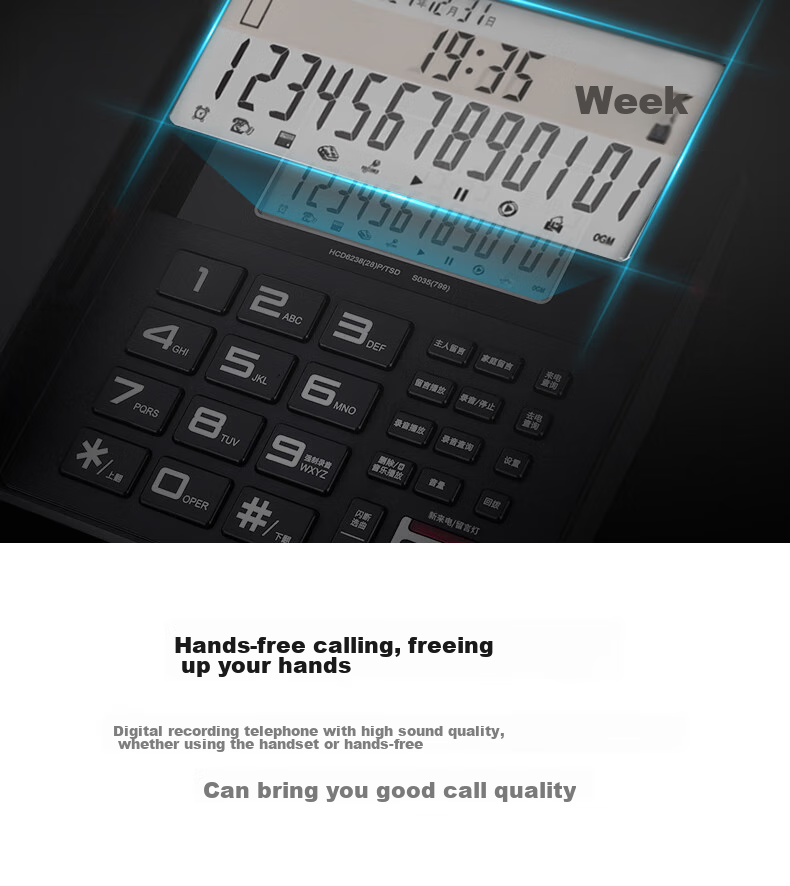 Deli Recording Telephone, Landline Phone for Office And Home Use, Caller ID, 4GB Memory Card, 799 Black 7