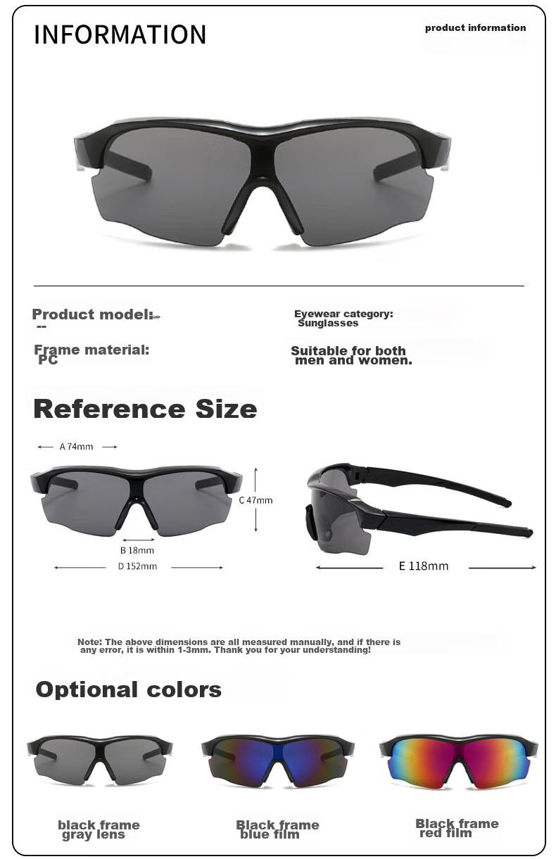 Baixiaoshe Outdoor Cycling Sunglasses [Black Frame Blue Film] 9189 Bicycle Windproof Glasses Sports Sunglasses for Back to School 2