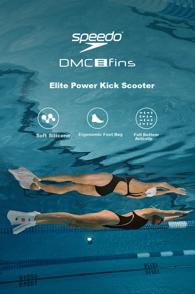 Speedo x DMC Elite Power Soft Non-Slip Silicone Half-Foot Fins Purple/White XL 1