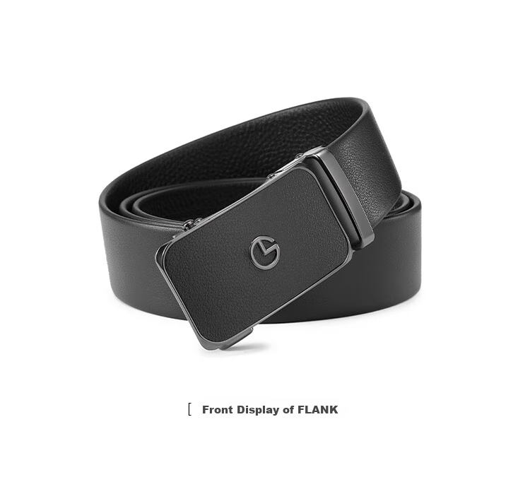 Goldlion Men's Leather Belt with Automatic Buckle, Fashionable Business Trouser Belt Gift Box, Birthday Present 17