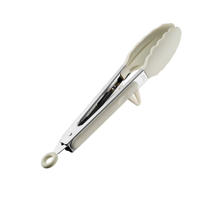 COOKER KING Silicone Food Tongs, Multi-Purpose Steak Tongs, Barbecue Food Tongs, Bread Tongs, Baking Tongs, Single Piece White