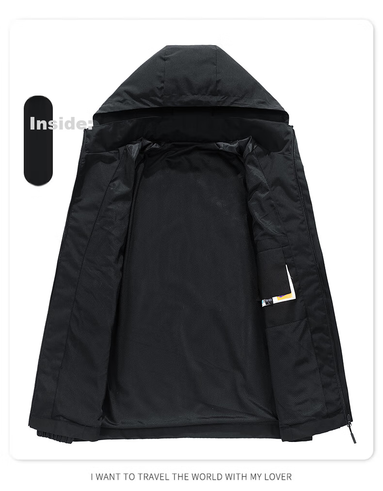 JEEP SPIRIT Men's Jacket, Spring And Autumn Outerwear, Casual Versatile Trendy Hooded Outdoor Menswear, Black, Size L 22