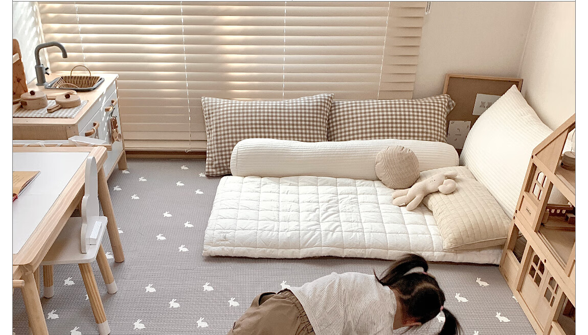 BEIESTATE Infant Crawling Mat, Spliced Honeycomb Cotton XPE Floor Mat, Thickened Baby Anti-Fall Pad - Morning 9 39