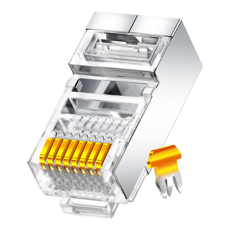 SAMZHE Cat5e Ethernet Cable Connectors, Gigabit Shielded Network Plugs, CAT5 Engineering-Grade RJ45 Computer Network Cables with Gold-Plated Crystal Heads, 100 Pieces, WLP5100