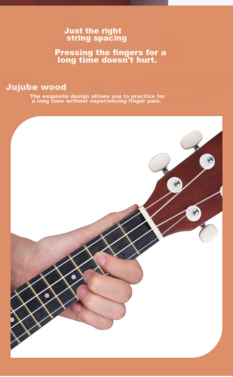 Maneryuepu Ukulele for Adults And Children, Peach Blossom Heartwood, Beginner's Small Guitar, 23-Inch Model 5