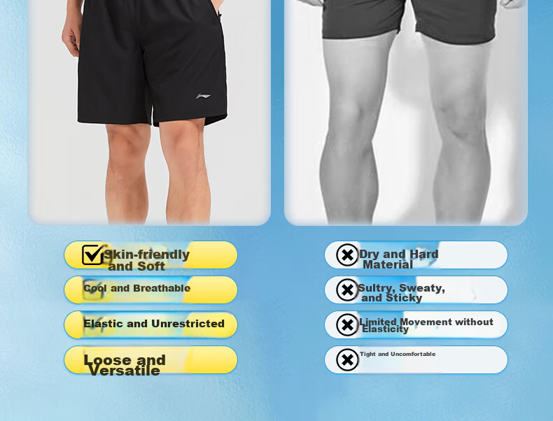 Li-Ning Shorts, Summer Men's Sports Breathable Thin Loose Casual Outdoor Quick-Dry Running Fitness Beach Ice Silk Pants 12