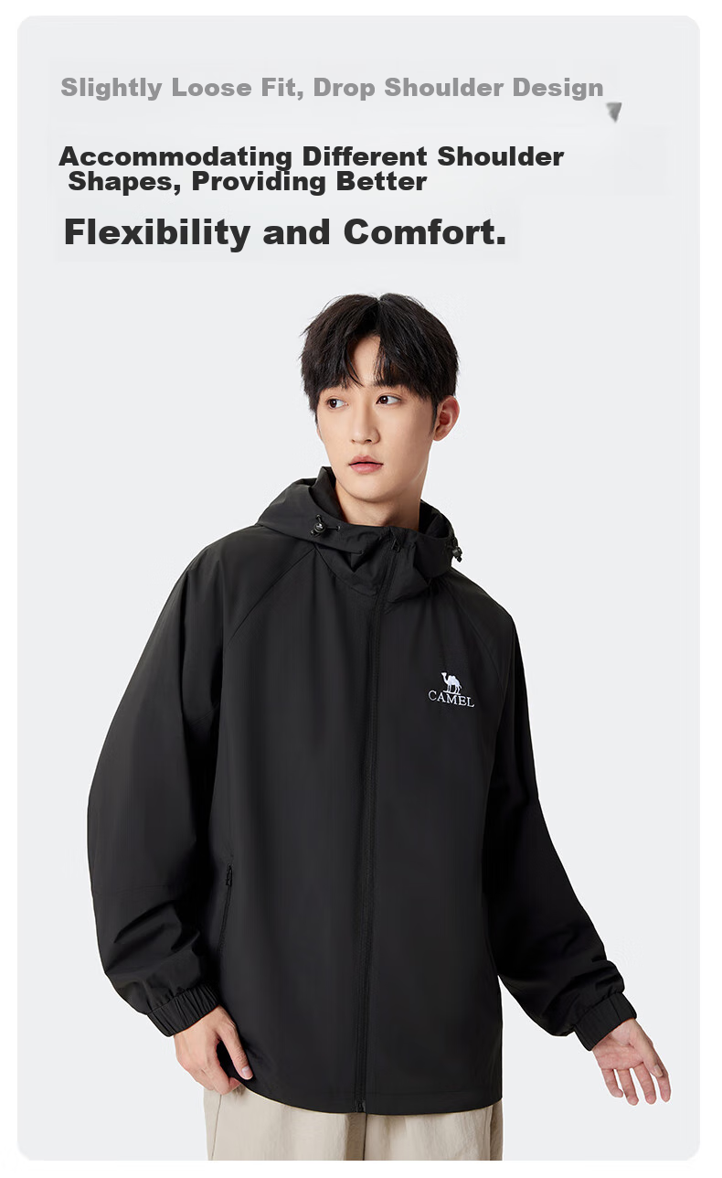 CAMEL Outdoor Sports Jacket for Men, Hooded Windproof Trendy Youth Hiking Coat, Spring And Autumn Season, M34BAKI098 6