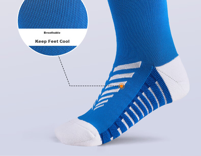 Li-Ning Soccer Socks for Adults, Children And Students, Non-Slip Long Over-Knee Socks with Terry Bottom, Sports Training Socks for Men And Women, Blue, M Size 15