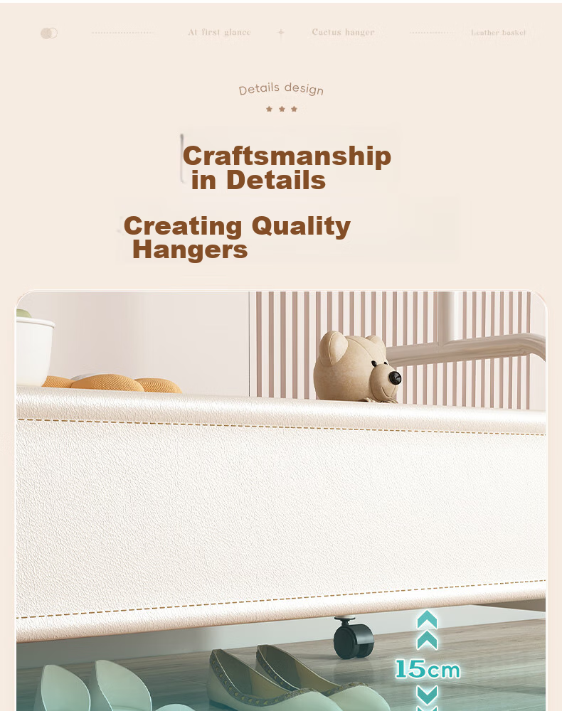 Milin Wheeled Coat Rack, Movable Bedroom Floor-Standing Modern Minimalist Home Storage Basket Coat Hanger, White Basket 60cm 16