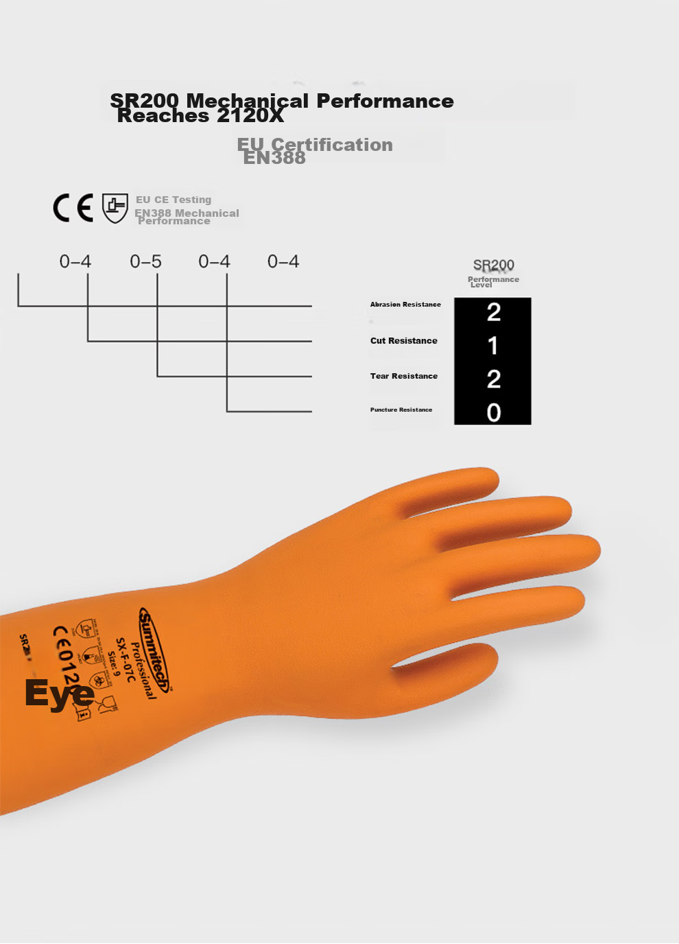 LANON SR242 Imported Natural Rubber Acid And Alkali Resistant Industrial Gloves, Chemical Protective Work Gloves, Laboratory Extended Version, 42cm, Size L 8