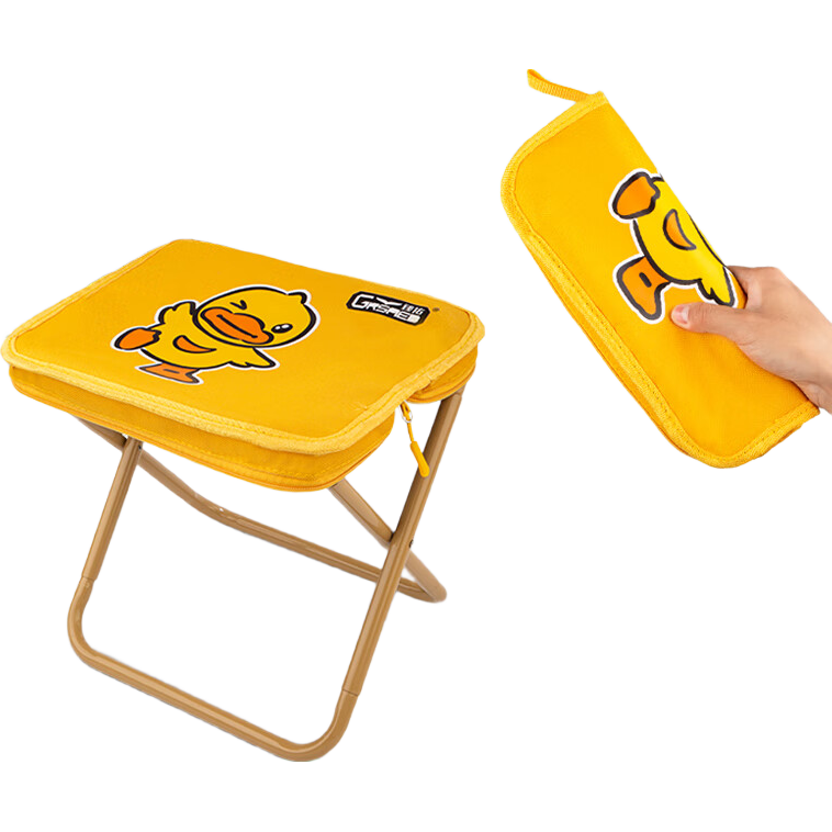 Grsaed Outdoor Folding Stool Portable Small Folding Chair Storage Handbag Fishing Chair Pocket Cartoon Orange Duck Large Size