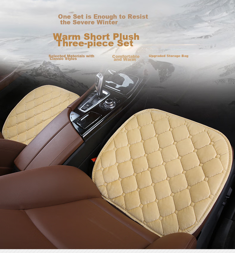 Digalun Car Seat Cushion 7-Piece Set Winter Plush Seat Cover Headrest Neck Pillow Warm Car Seat Pad Set 1