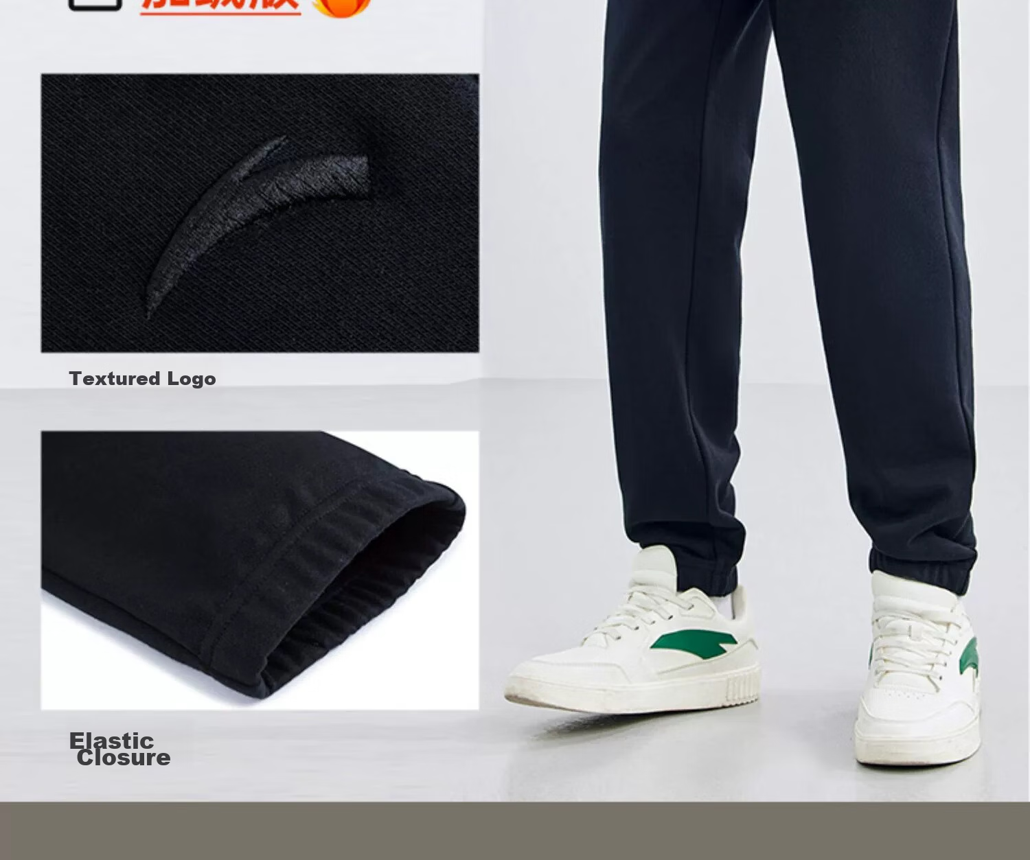 Anta Fleece-Lined Warm Men's Straight-Leg Sweatpants Spring Knit Outdoor Running Trousers Casual Pants 16
